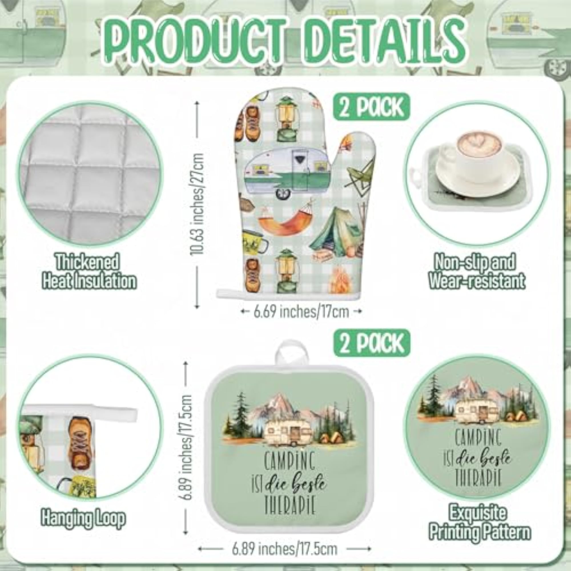 7 Pcs Camping Kitchen Gift Set with Apron and Towels